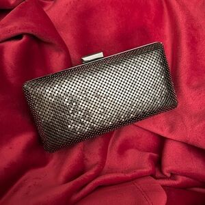 Kate Landry Gunmetal Metallic Mesh Evening Clutch
